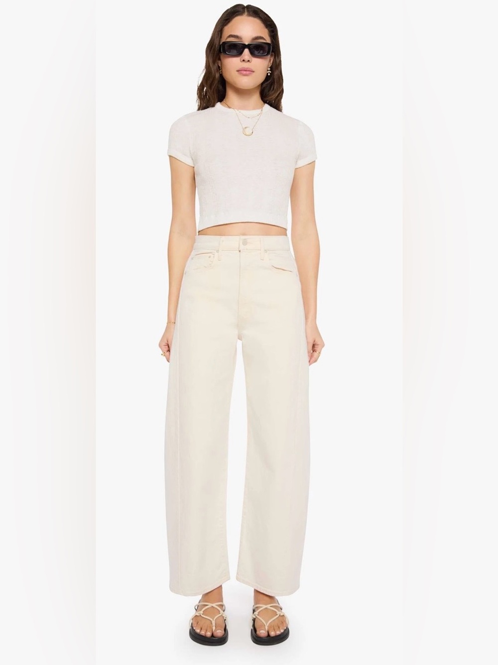 MOTHER Lil Half Pipe Ankle High Waisted Wide Curved Leg Jeans Act Natural 28